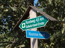 Wegeschilder der Wanderrouten an der Havel